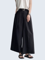 Nylon crease capri wide pants