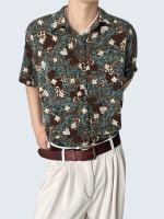 loose-fit flower jacquard shirt