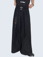 wrinkled thin wide leg pants