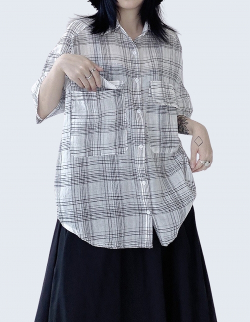 micro transparent checkered shirt