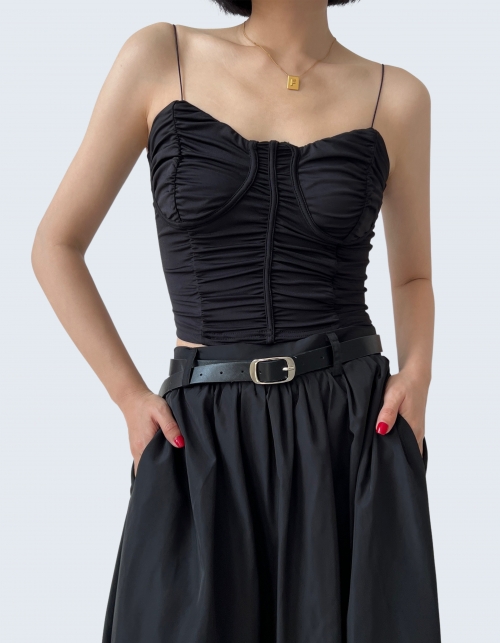 Niche Pleated Sleeveless T-Shirt