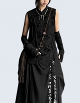 Chinese style asymmetric sleeveless