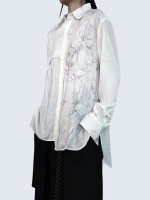 peony flower printed long-sleeved shirt