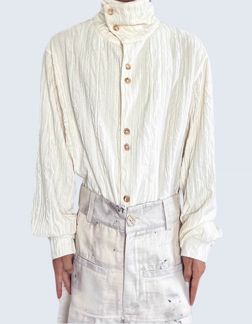 pleated texture turtleneck shirt