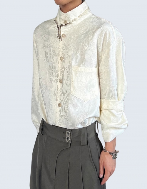 Paisley embroidered jacquard shirt