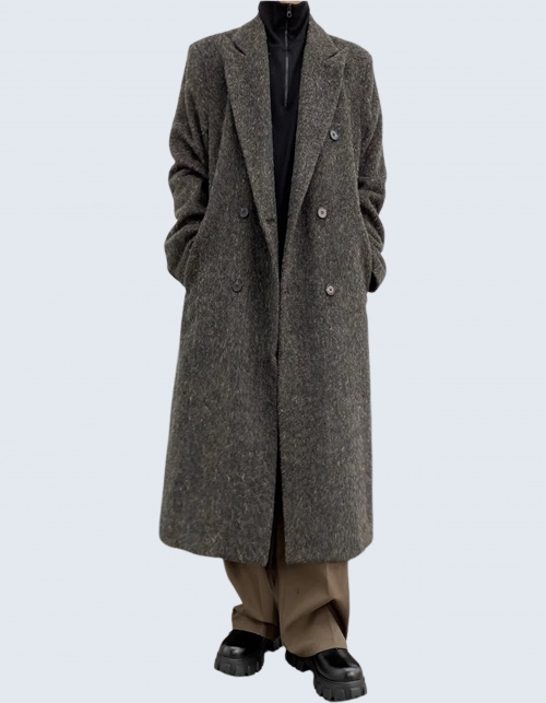 single collar mohair long coat