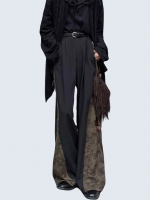 Side Pleated Two-Tone Wide Pants