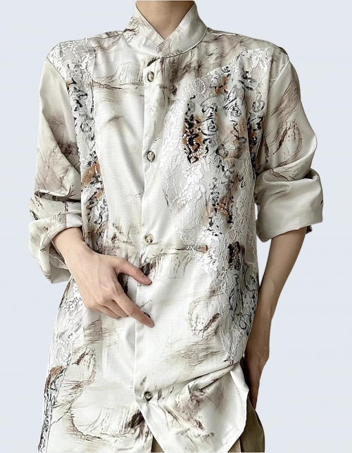 Calligraphy Design Jacquard Shirt