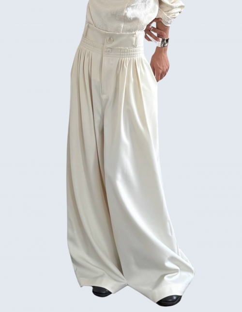 loose fit high-waist pleated pants