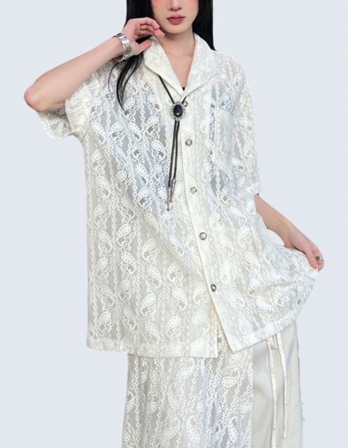 Paisley Design See-Through Summer Shirt