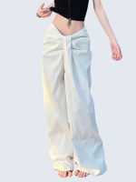 irregular pleated design, low-waist casual pants