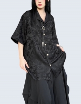 Flower Embroidery Jacquard Shirt