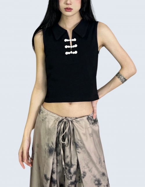 buckle design gap short sleeveless top