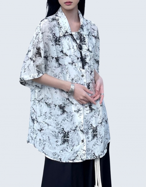 Tie Dye Design Half-Length Sleeve Shirt