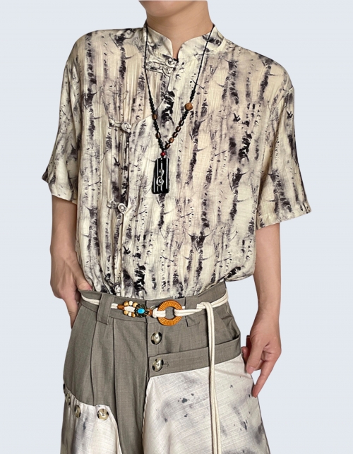 Chapao Style Ink Printed Short Sleeve Shirt