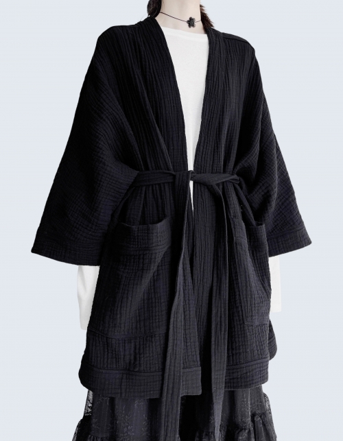 spring lace-up texture kimono jacket