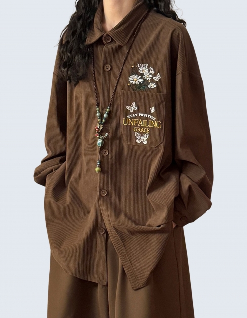 Daisy corduroy long-sleeve shirt