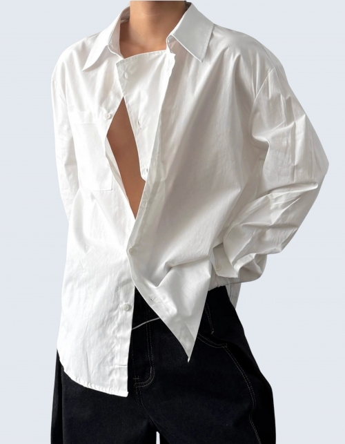 Double front layered button down shirt