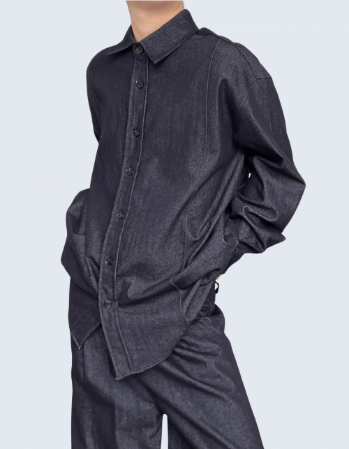 clean-fit washed denim shirt