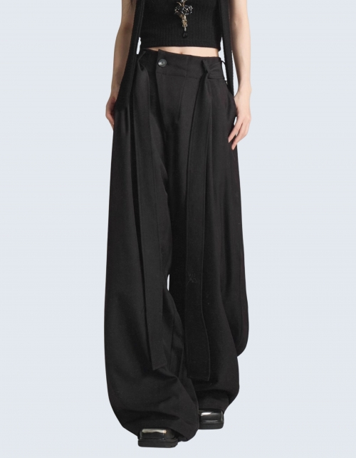 Side Zip-Up Strap Pants