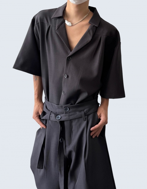 Simple Cuban collar shirt short-sleeved