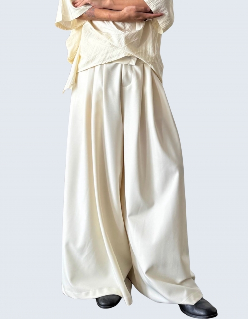 wide-fit draped slacks