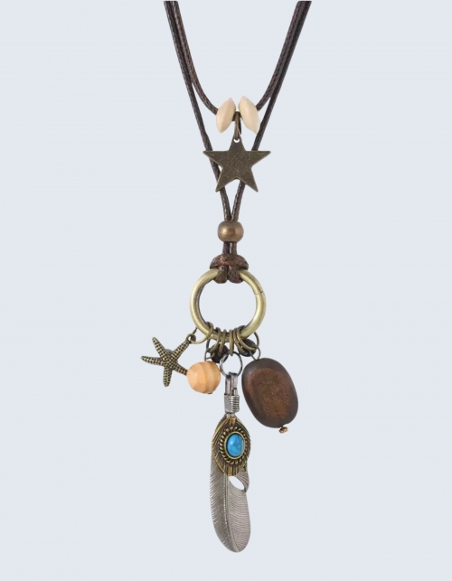 Ethnic Layered Feather Necklace