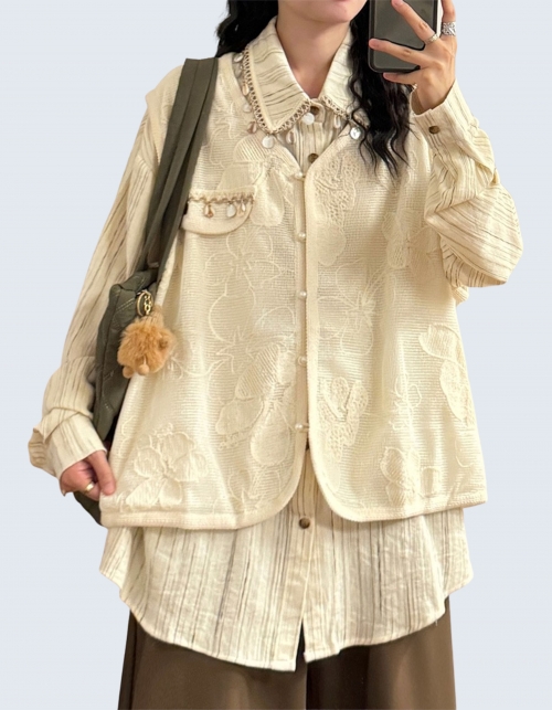 shell retro embroidered vest