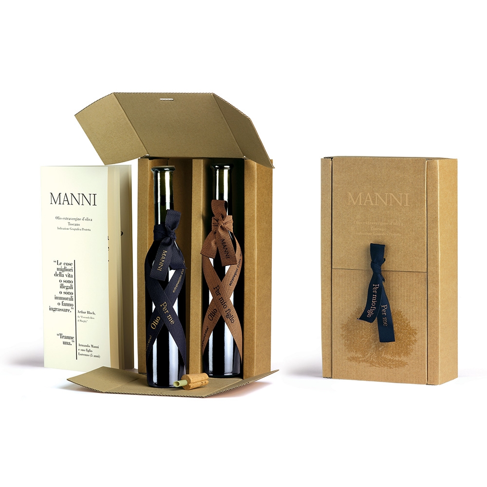 [GRAND CRU] PER ME & PER MIO FIGLIO - 오가닉 엑스트라버진 올리브 오일 박스 세트 - 2 bottles 100 ML/3.4 fl oz