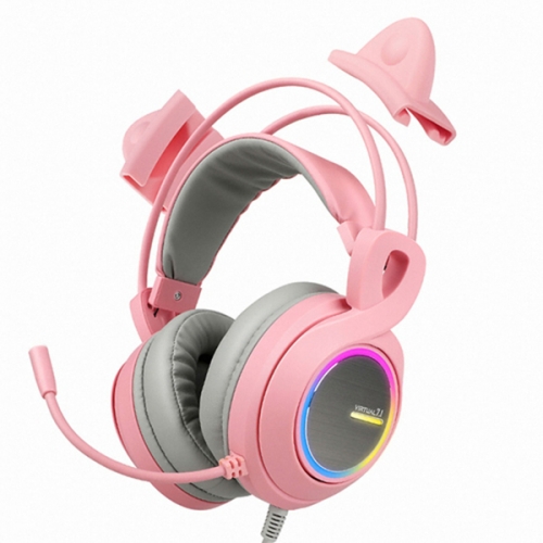 ABKO HACKER B771 핑크 가상 7.1 RGB 진동 Headset