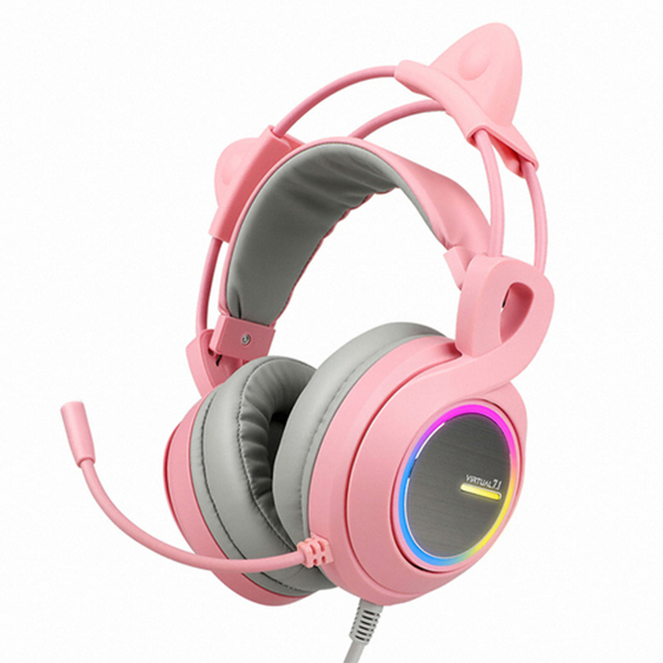 ABKO HACKER B771 핑크 가상 7.1 RGB 진동 Headset