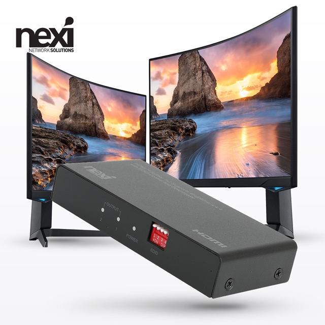 NX1117 4K 1:2 HDMI 분배기 아답타전원 NX-4K0102ED