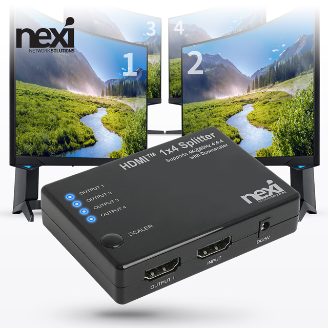 NX1296 4K 1:4 HDMI 분배기 USB전원 NX-4K0104SP-60L