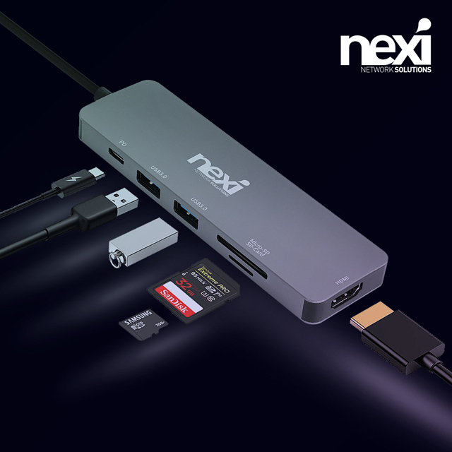 NX1120 6 in 1 USB Type-C 멀티스테이션 NX-U31M6