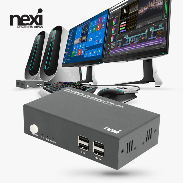 NX1185 4K HDMI 2포트 듀얼 모니터 KVM스위치
