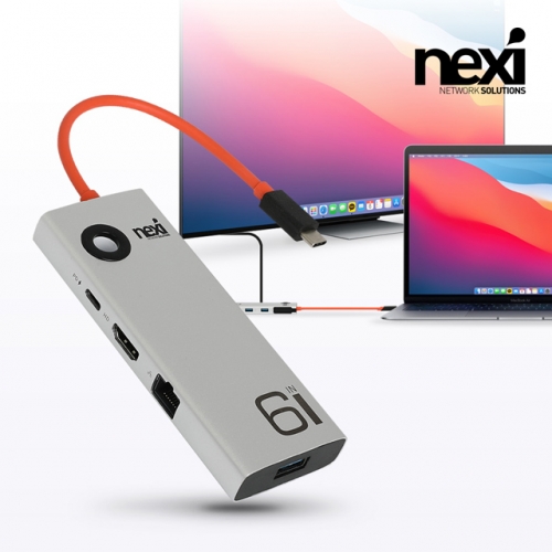 NX1380 6 in 1 USB Type-C 멀티 허브 NX-U31M6-TOUCH