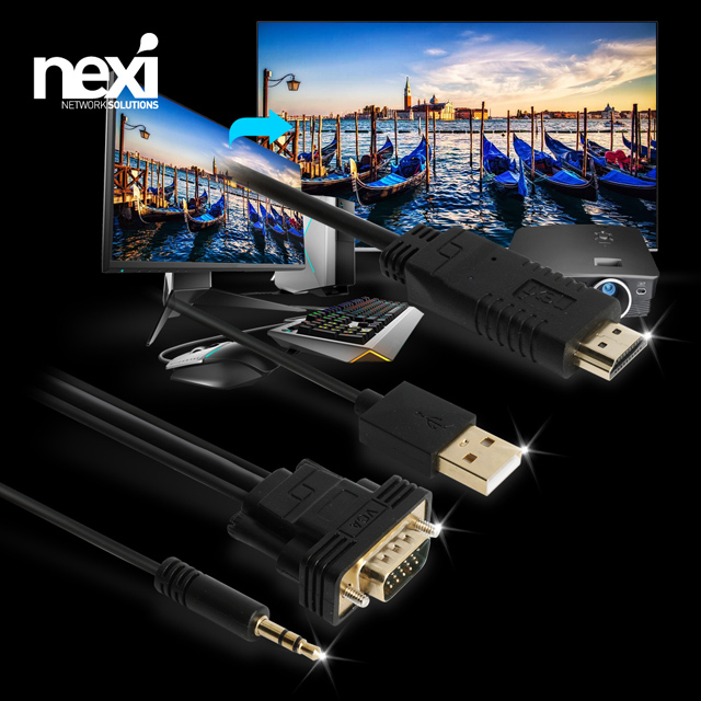 NX927 RGB/VGA to HDMI 모니터 케이블 1.8M (NX-VHC018)