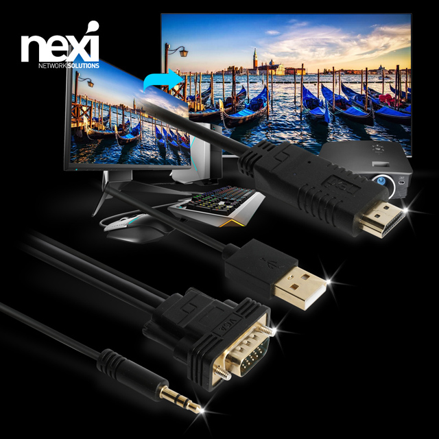 NX928 RGB/VGA to HDMI 모니터 케이블 3M (NX-VHC030)