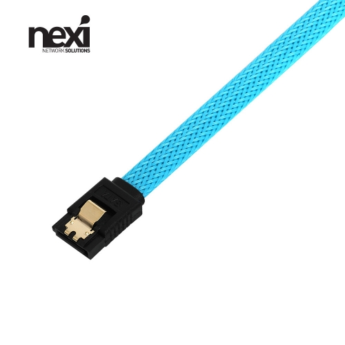 NX1250 SATA3 Lock 케이블 ㅡ자 락형 0.3M 블루
