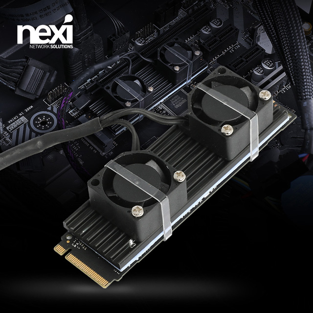 NX1085 NVMe M.2 SSD 방열판 듀얼팬 쿨러 쿨링 효과 (NX-HS-2FAN)