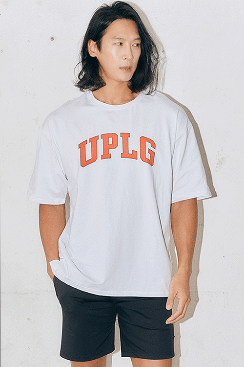 UPLG 내추럴 로고 오버핏 반팔 티셔츠