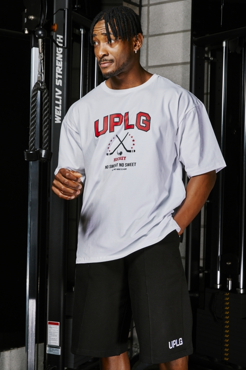UPLG 하키 로고 오버핏 반팔 티셔츠