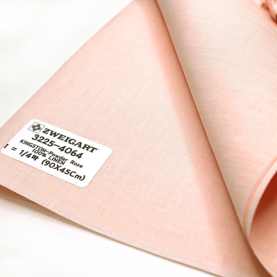 쯔바이 56카운트 프랑스자수원단(180Cm광폭)-KINGSTON-Powder Rose/3225-4064(손수건에 적합)