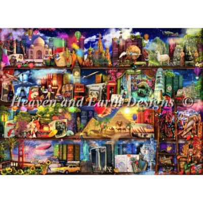 십자수도안책 명화 Heaven and Earth/ World Travel Bookshelf-49287(59287)(CHART PACK)