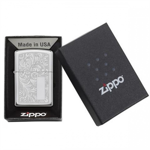 ZIPPO 지포 라이타 352 크롬 꽃조각