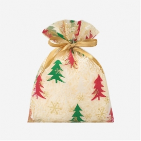 패브릭주머니 트리패턴 골드