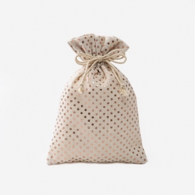 패브릭주머니  로즈골드 도트