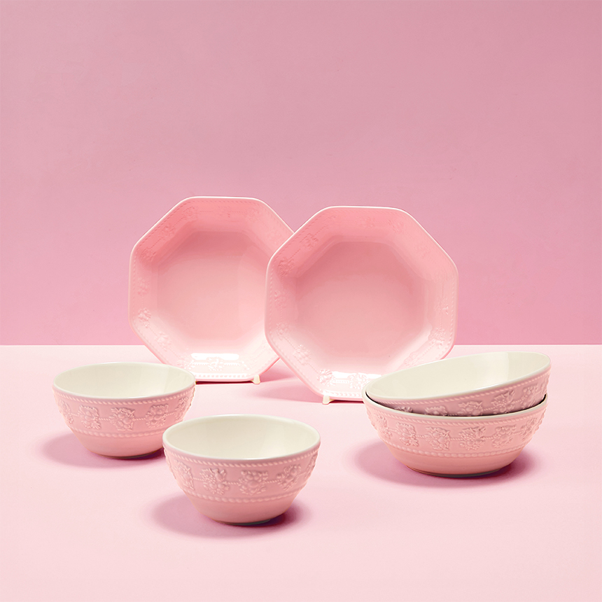 [12/19(금) 순차출고] 페스티비티 2인 홈세트 6p (핑크)