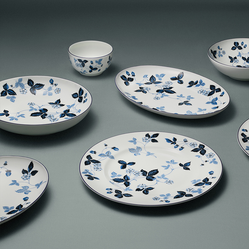 와일드스트로베리 잉키블루 14cm 사각접시 1p