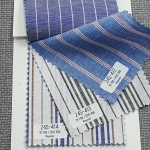 24S-414 (면/린넨 스트라입 블루) 원단 샘플
